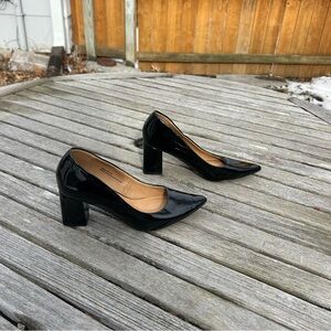 ABOUND Audry Black Faux Leather‎ Block Heel Pump size 6.5